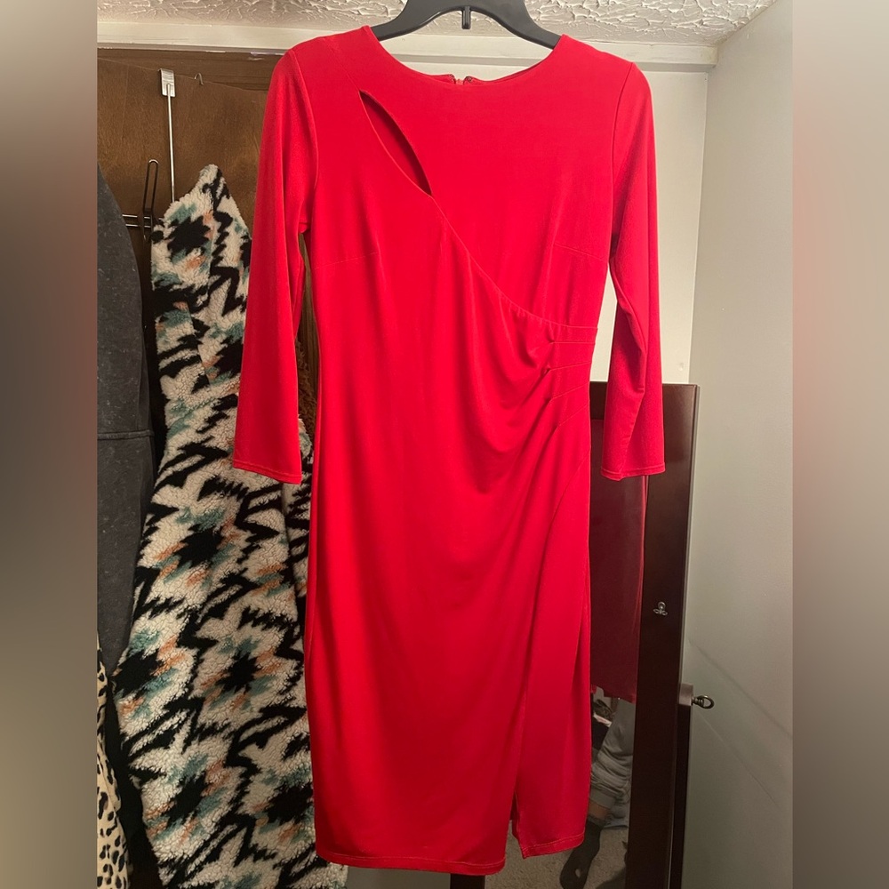 Bright Red Jersey Knit INC Macy’s Office/Party Dress